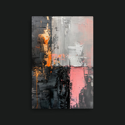 Night & Day artwork view: textured grey, black and pale pink blocks with a bright orange vertical mark.