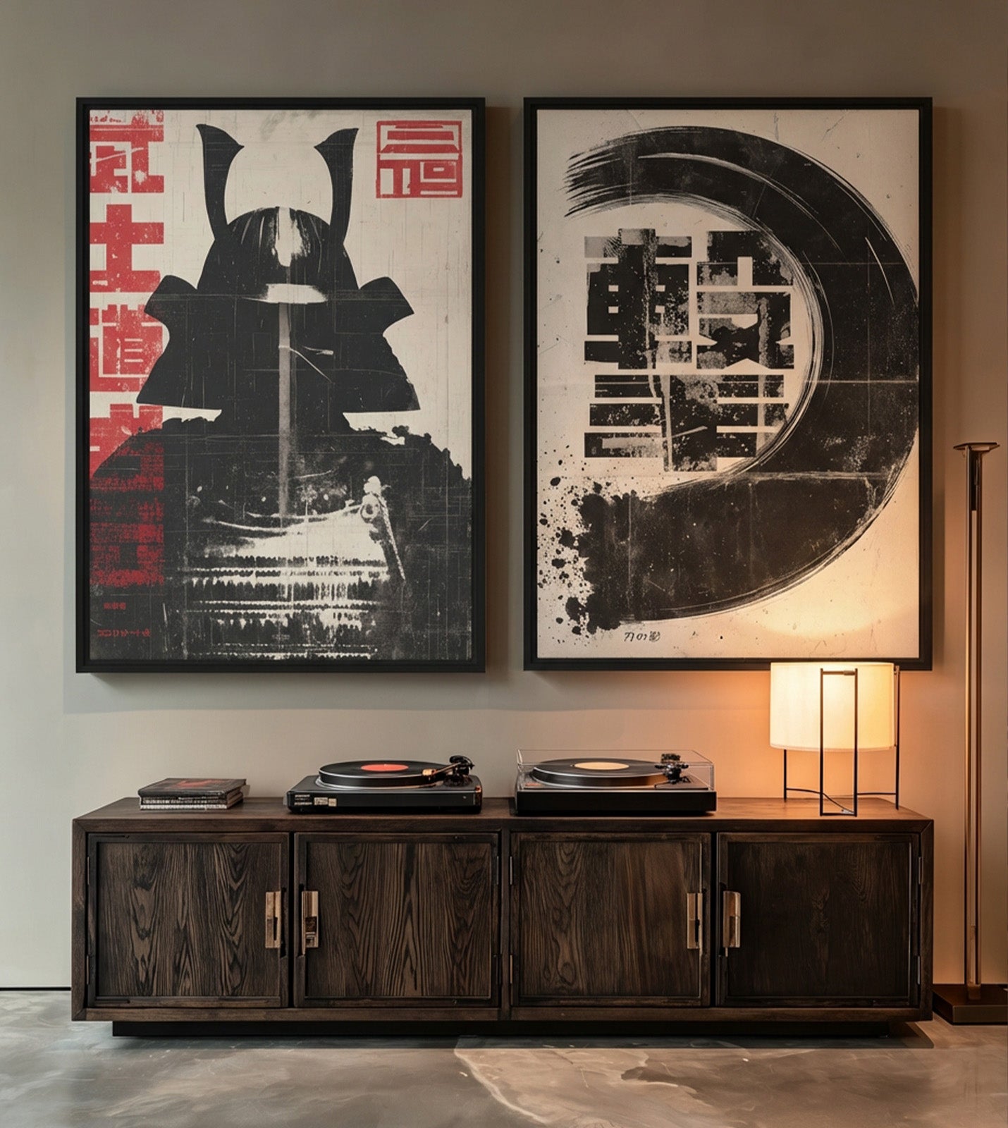 Silent Ronin Bundle displayed as dark masculine statement wall art in an industrial loft interior