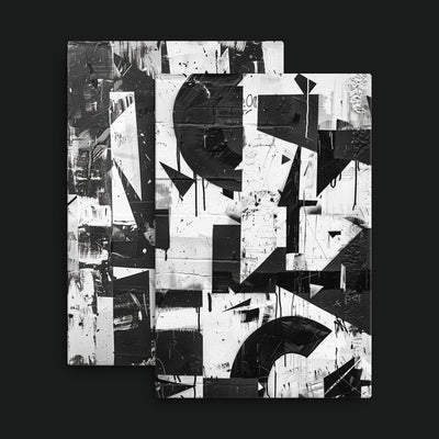 Urban Noir Bundle artwork view: two black-and-white geometric collage artworks.