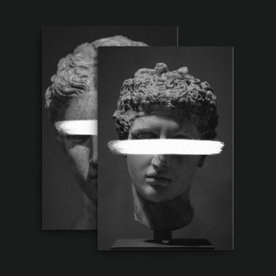 Plus & Minus Bundle artwork view: two monochrome classical heads with white plus and minus signs.