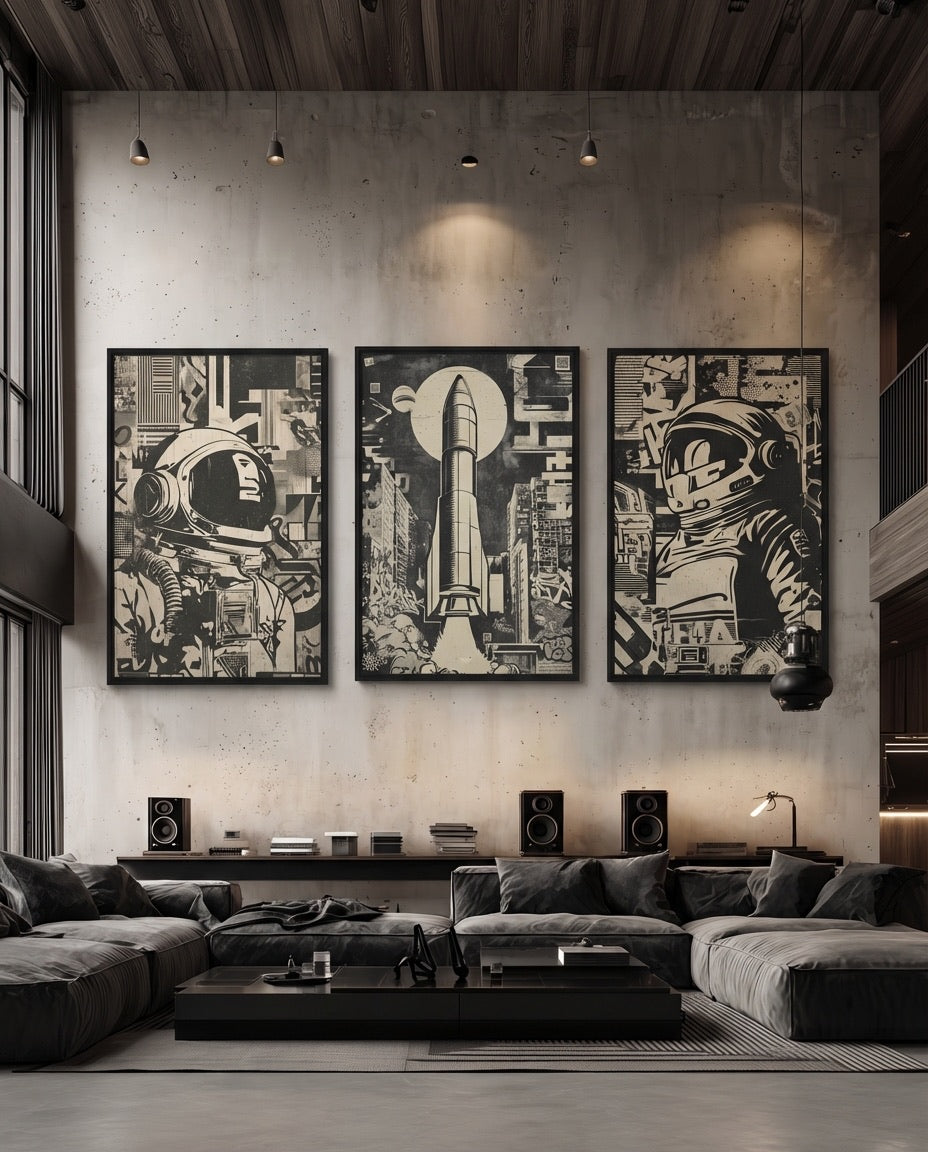 Still I Dream framed canvas set in a dark architectural living room