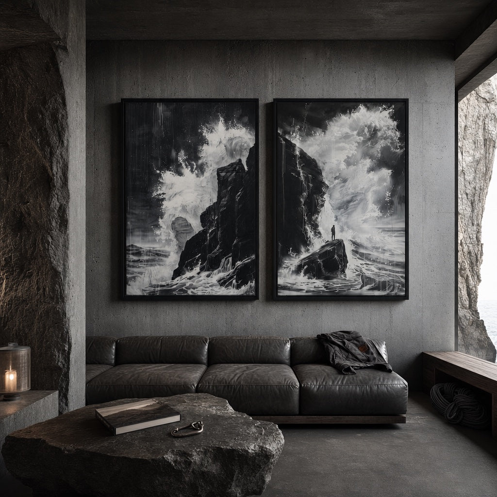 The two-piece Unmoved set presented as one finished wall composition